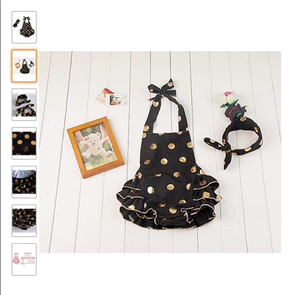 Gold Dot Outfit Infant Ruffle Bodysuit Set